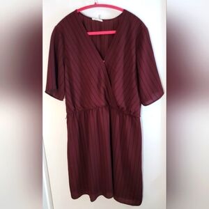 Maurices Maroon and Black Striped Dress - No Belt